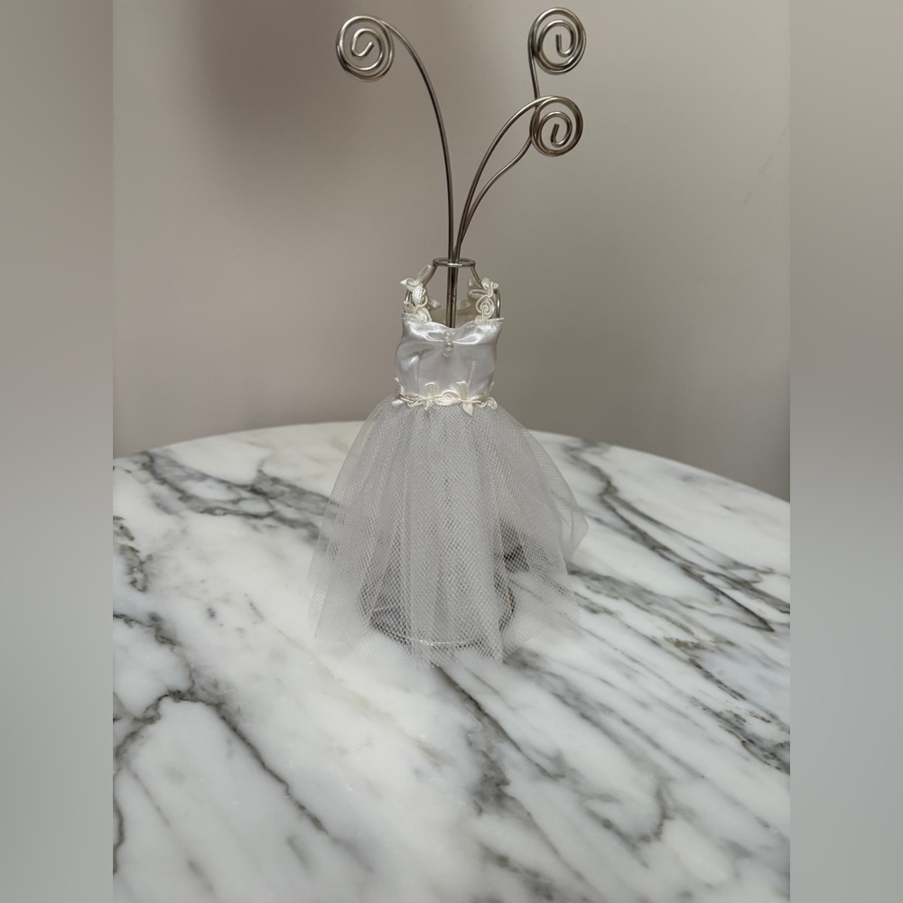 White Dress Bridal Photo or Business Card Holder